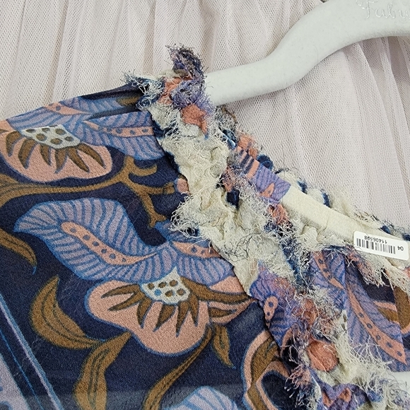 Loveshackfancy Popover Printed Silk Mini Dress Navy Blue Combo XS - Picture 10 of 16